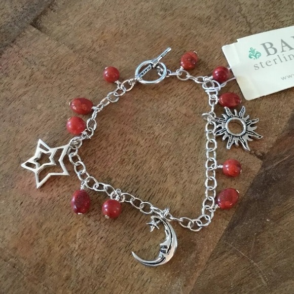 Barse sterling silver bracelet“Sun Moon & Stars” Bracelet coral new